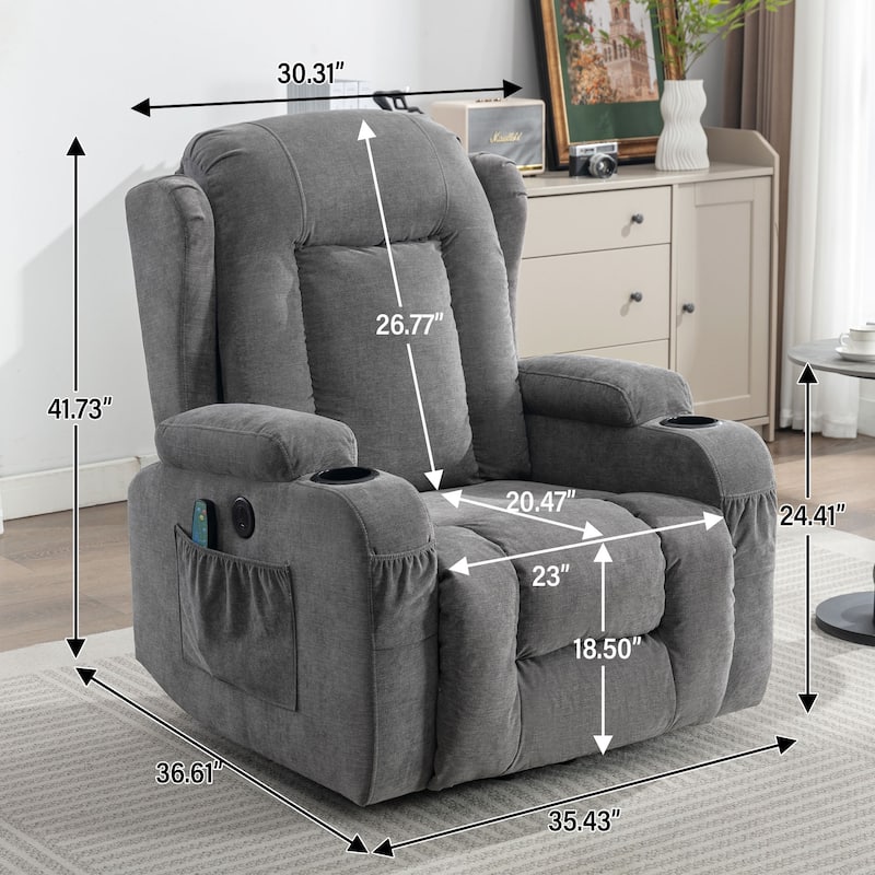 Power Lift Recliners for Elderly with Heat and Massage Recliner Chair with Infinite Position and Side Pocket,USB Charge Port