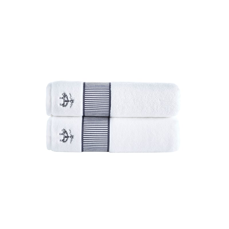 Brooks Brothers Fancy Border 2 pcs Bath Towels - Anthracite