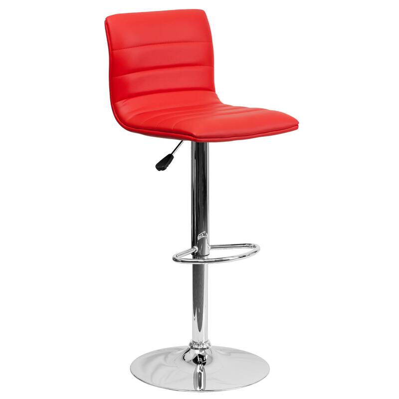 Modern Vinyl Stitch Back Adjustable Height Barstool - 16"W x 19"D x 35" - 44"H