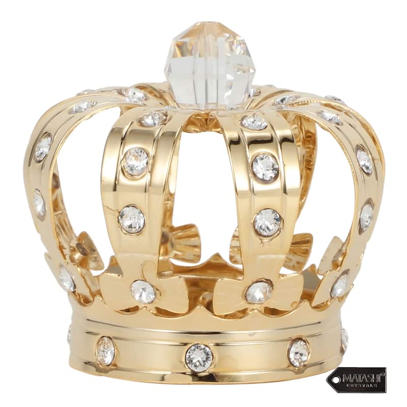 Matashi 24K Gold Plated Crown Ornament with Genuine Matashi Crystals - Metal - Gold