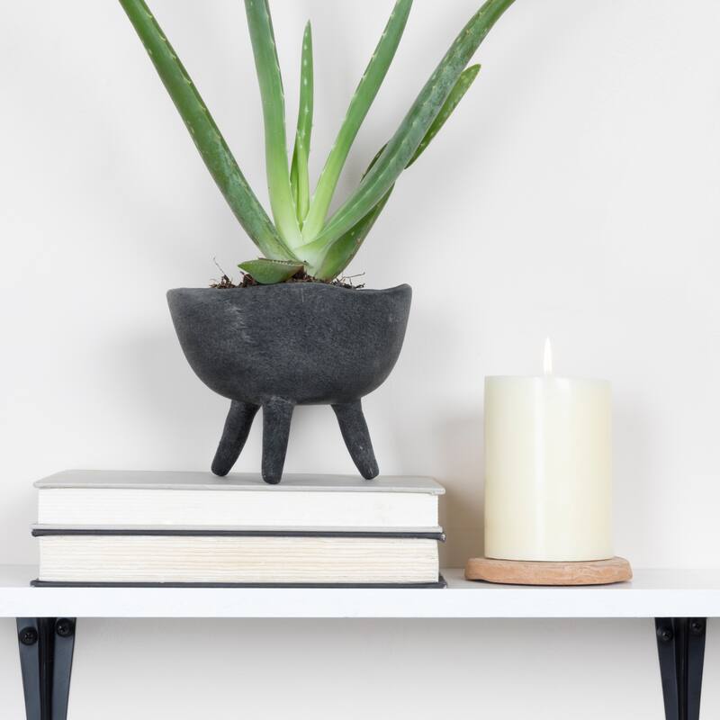Terracotta Footed Planter - Black