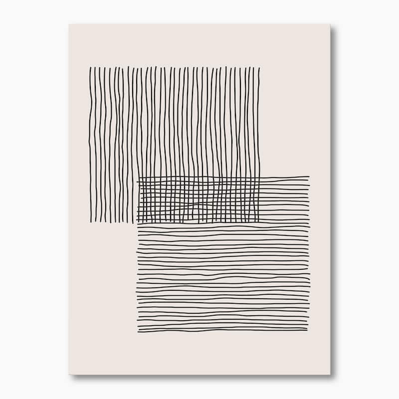 Designart "Minimal Geometric Lines And Squares II" Modern Canvas Wall Art Print