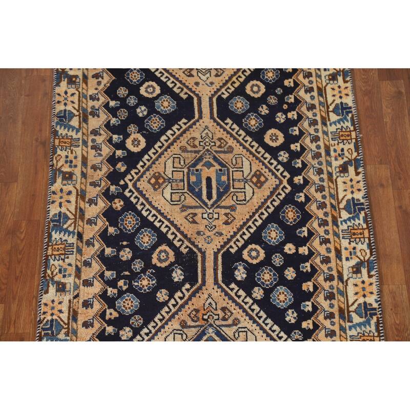 Tribal Qashqai Persian Antique Area Rug Handmade Wool Carpet - 3'6"x 7'9"