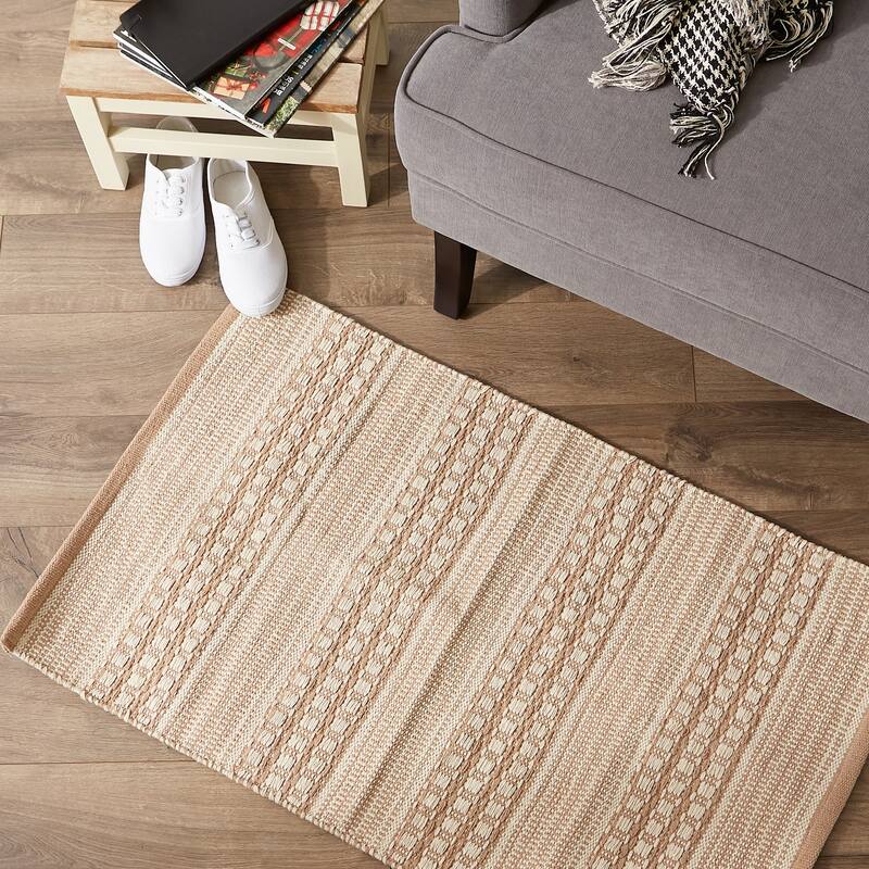 DII Stone Dobby Stripe Hand-Loomed Rug 2ft 6inx6 Ft - 36.0 In. L X 24.0 In. W X 0.2 In. H
