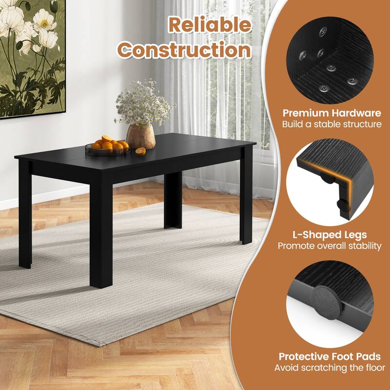 Gymax 63'' Dining Table Rectangular Modern Kitchen Table For 6 People - Coffee - See Details