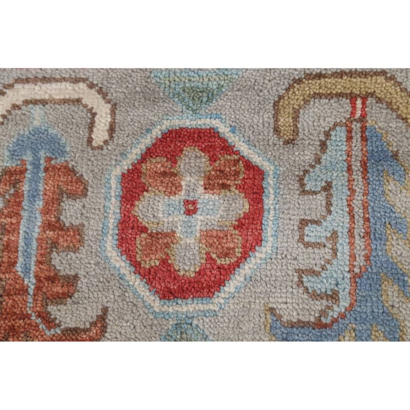 Light Blue Oushak Style Area Rug Handmade Wool Carpet - 9'0" x 11'9"