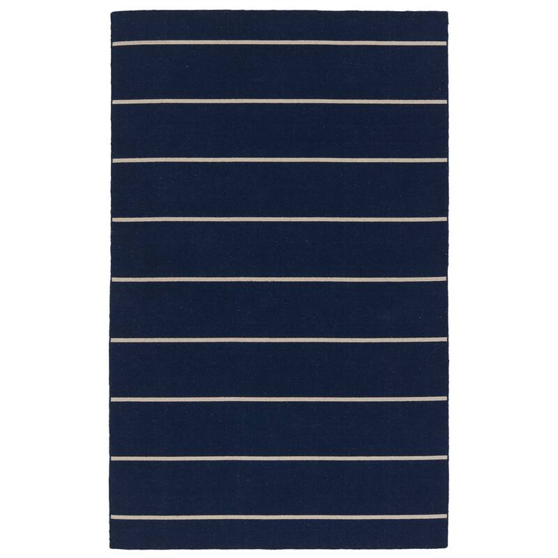 Byron Handmade Stripe Area Rug - 12' x 15' - Dark Blue/Ivory - Runner/Rectangle