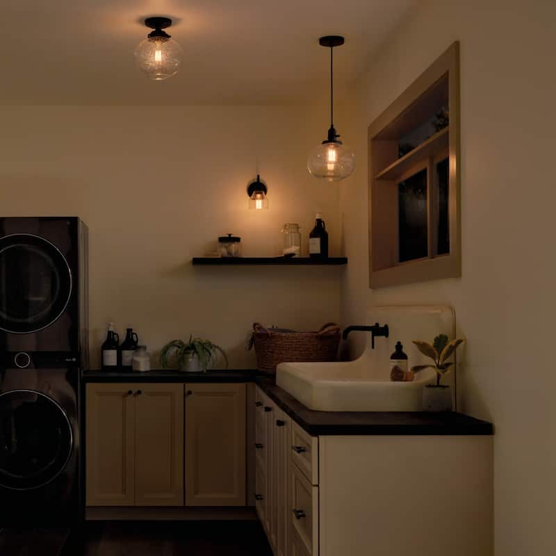 Kichler Lighting Avery 9.75 in. 1-Light Black Globe Mini Pendant Light