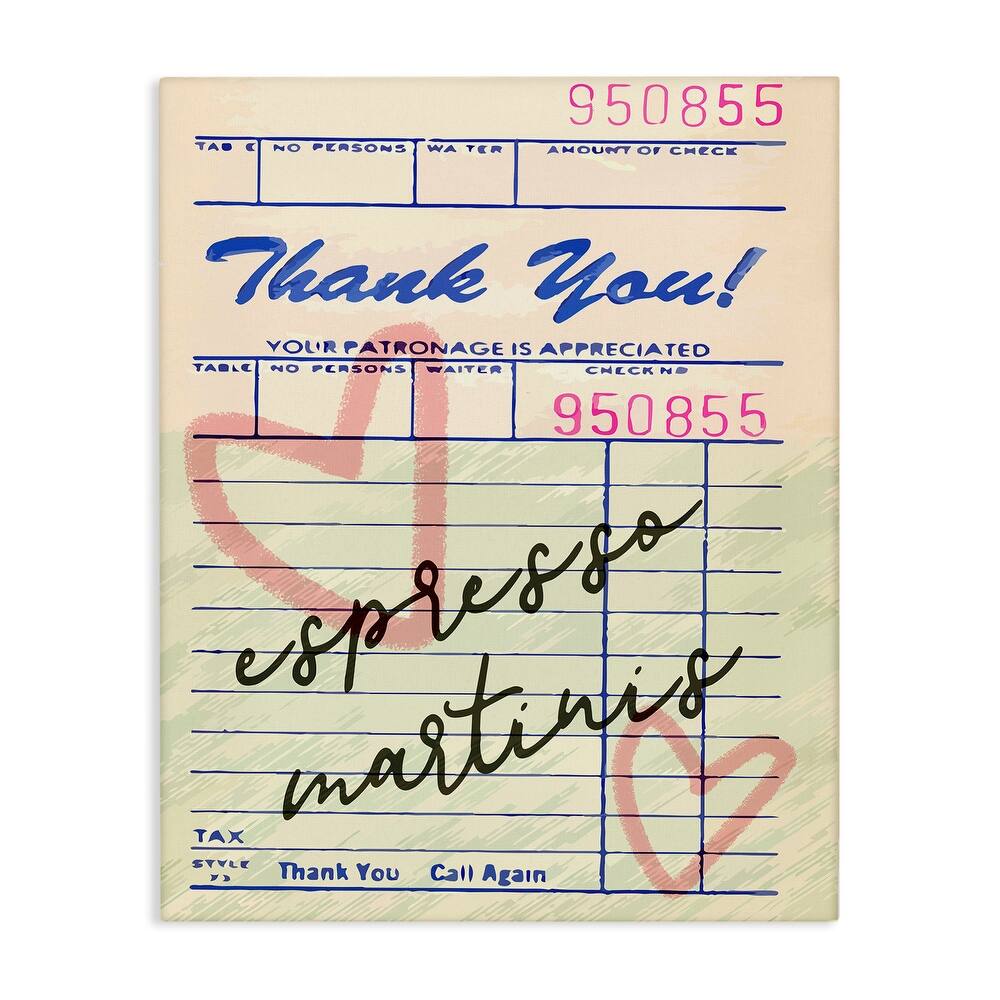 Stupell Espresso Martinis Guest Check Canvas Wall Art Design By Lil' Rue