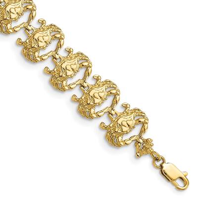 14k Yellow Gold 12.3mm Crab Bracelet, 7.25"