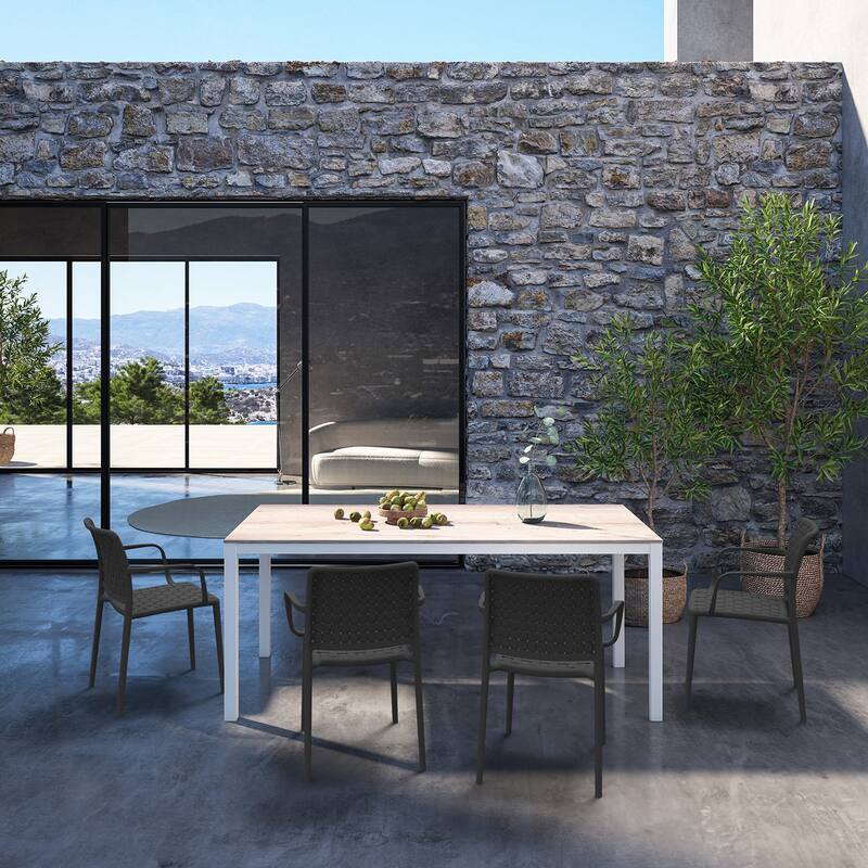 WRGHOME Modern Stacking Patio Dining Armchair Indoor/Outdoor (Set of 2) - 33.15'' H X 22.44'' W X 21.65'' D
