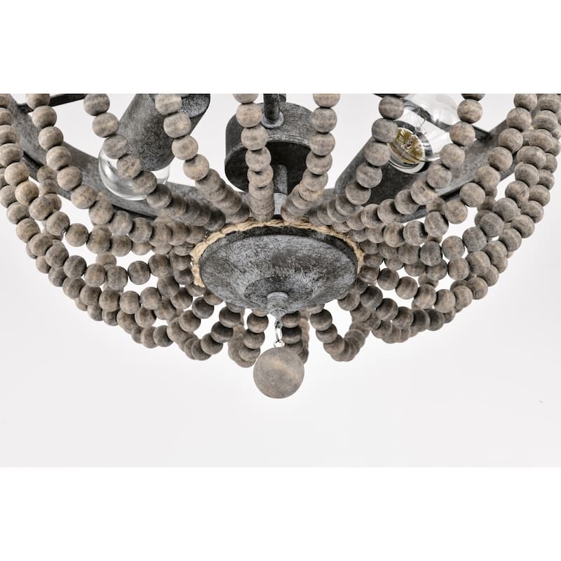 Pocany 16 Inch Bohemian Style Semi Flush Mount Antique Grey Finish