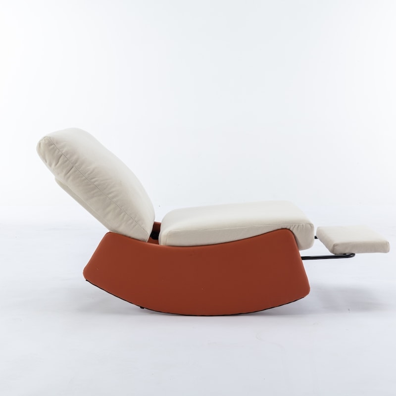 Modern Orange Rocking Recliner - Comfy for Nursery/Reading. Footrest, Soft Padding. Ideal for Living/Bedroom Relaxing - N/A