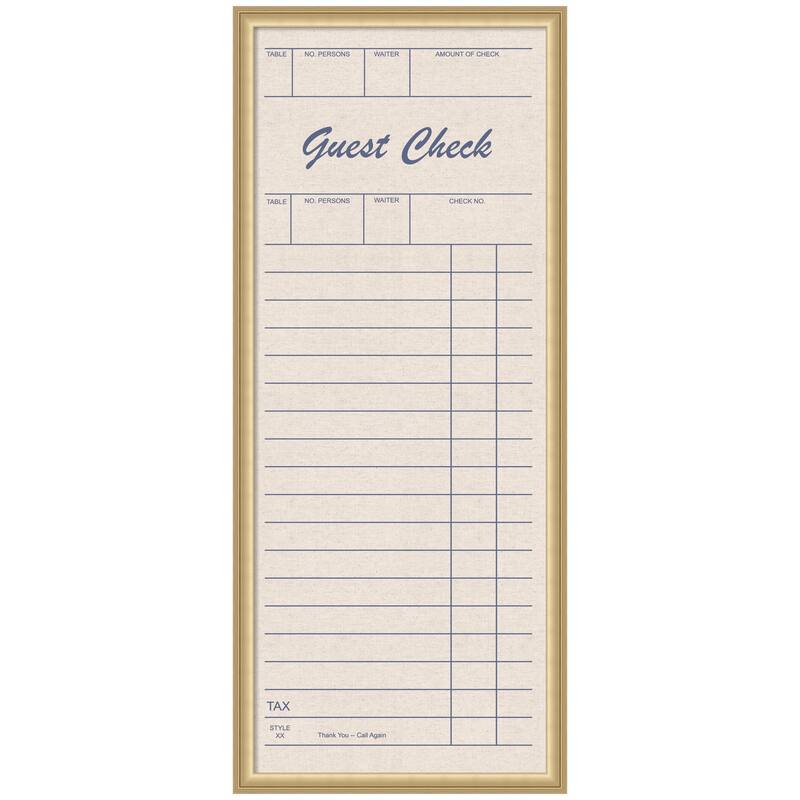 Kate and Laurel Framed Fabric Pinboard Linen Guest Check Wall Organization - 18 x 42 - Gold