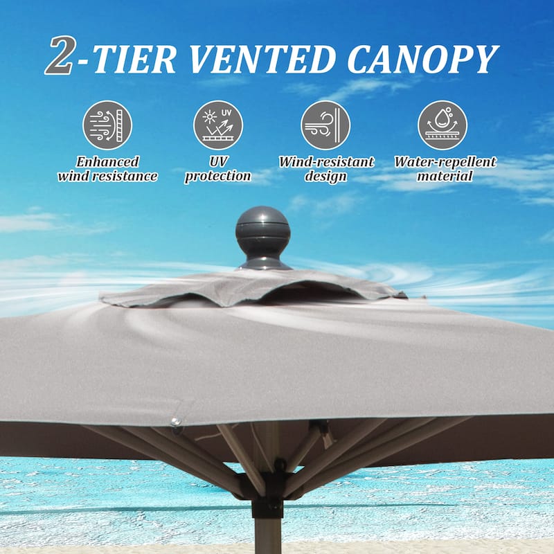 Rectangle Patio Umbrella with Crank Lift and Tilt Function