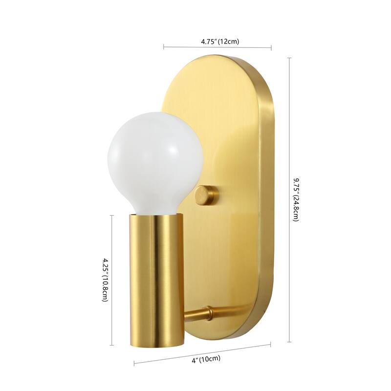 SAFAVIEH Lighting Irima Wall Sconce (Set of 2) - Satin Brass/Opal - 5"W x 4"D x 10"H