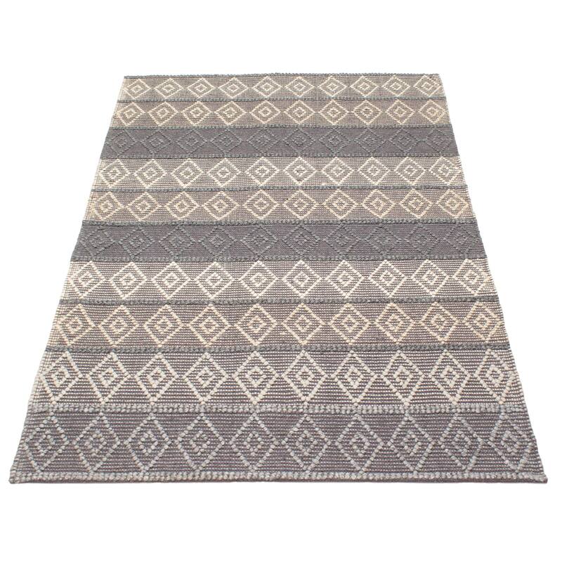 ECARPETGALLERY Braid weave Sienna Grey Wool Rug - 5'1 x 8'1