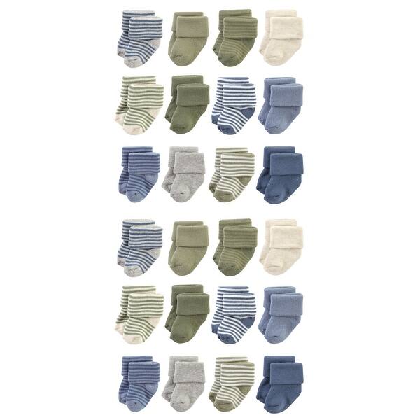 slide 1 of 1, Hudson Baby Cotton Rich Baby Terry Socks 24-Pack, Blue Sage Stripe 6-12 Months - Blue Sage Stripe