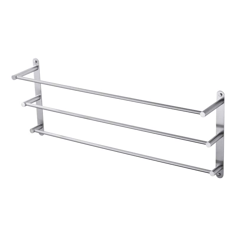 WOWOW 3-Tier Wall Mounted Towel Rack in Brushed Nickel - Brushed Nickel - 32"
