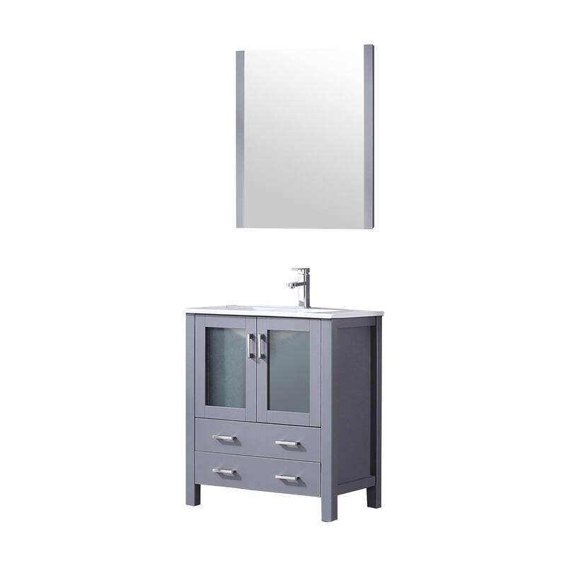 30-inch Bathroom Vanity with Ceramic Top, Stainless Steel Faucet, and Mirror - Scratch & Stain Resistant Surface