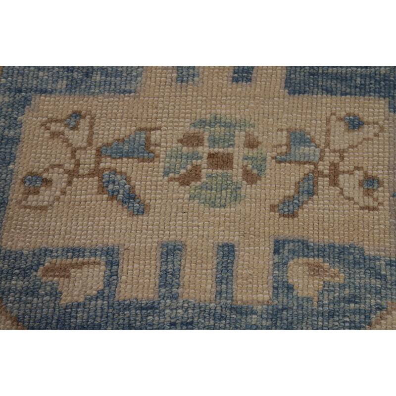 Hand Knotted Oriental 100% Wool Carpet Transitional Geometric Greys & Charcoal Oushak Area Rug - 12' 2'' X 9' 4''