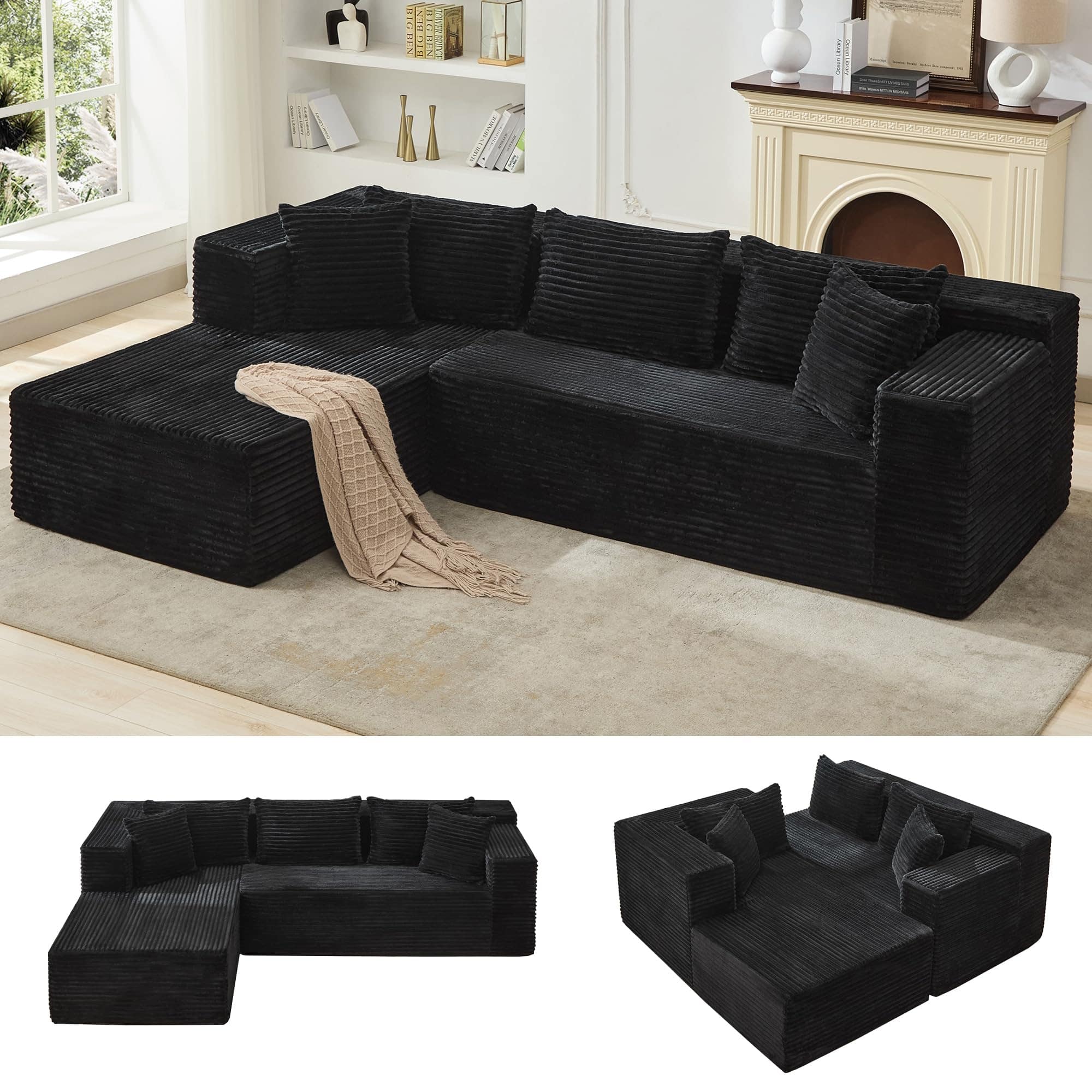 106-Inch l-Shaped Sectional Couch, Modern Modular Sofa with Chaise, Deep Seat Upholstered Furniture