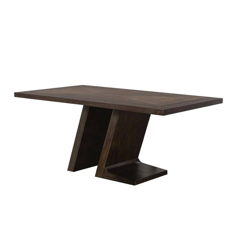 Hols Dining Table, 72 Inch Espresso Brown Wood Top, Angled Pedestal Legs - Espresso Brown