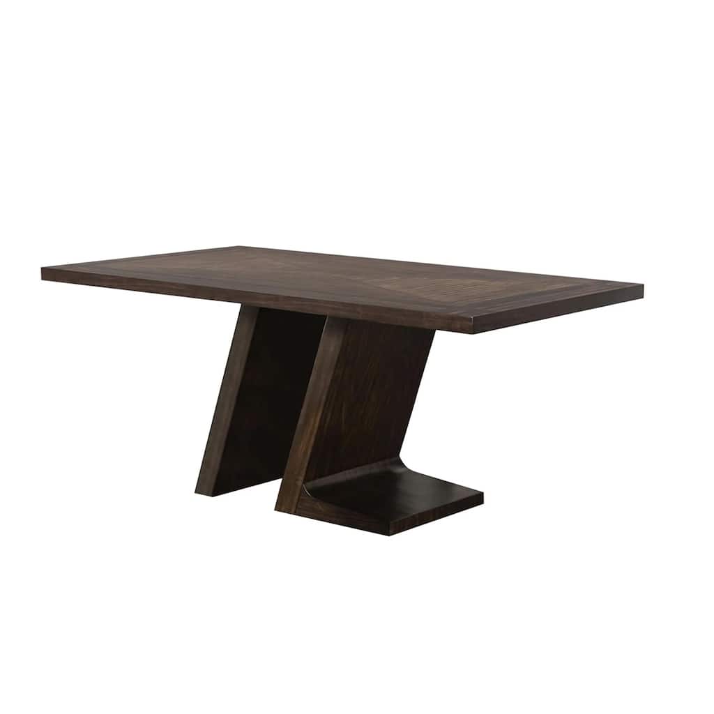 Hols Dining Table, 72 Inch Espresso Brown Wood Top, Angled Pedestal Legs - Espresso Brown