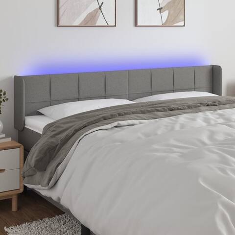 vidaXL LED Headboard Fabric Bedroom Furniture Dark Gray/Light Gray Multi Sizes