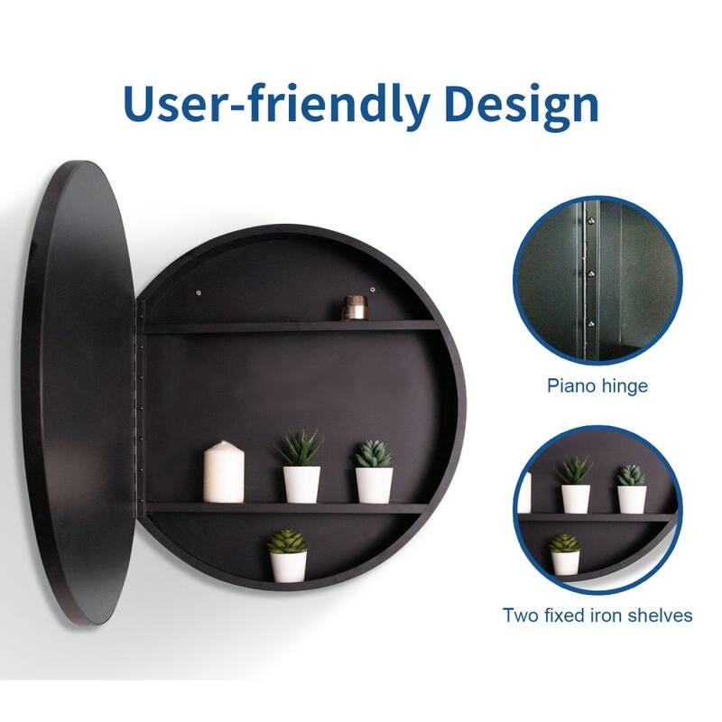 24x24 Round Surface Mount Bathroom Medicine Cabinet with Mirror