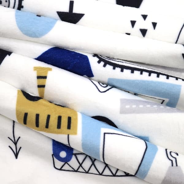 slide 2 of 9, Printed Soft Flannel Fleece Throw Sherpa Kids Blanket, 40 x 50 Inch Cartoon Truck with White Base Blue, Navy, Yellow, Black, Grey, White