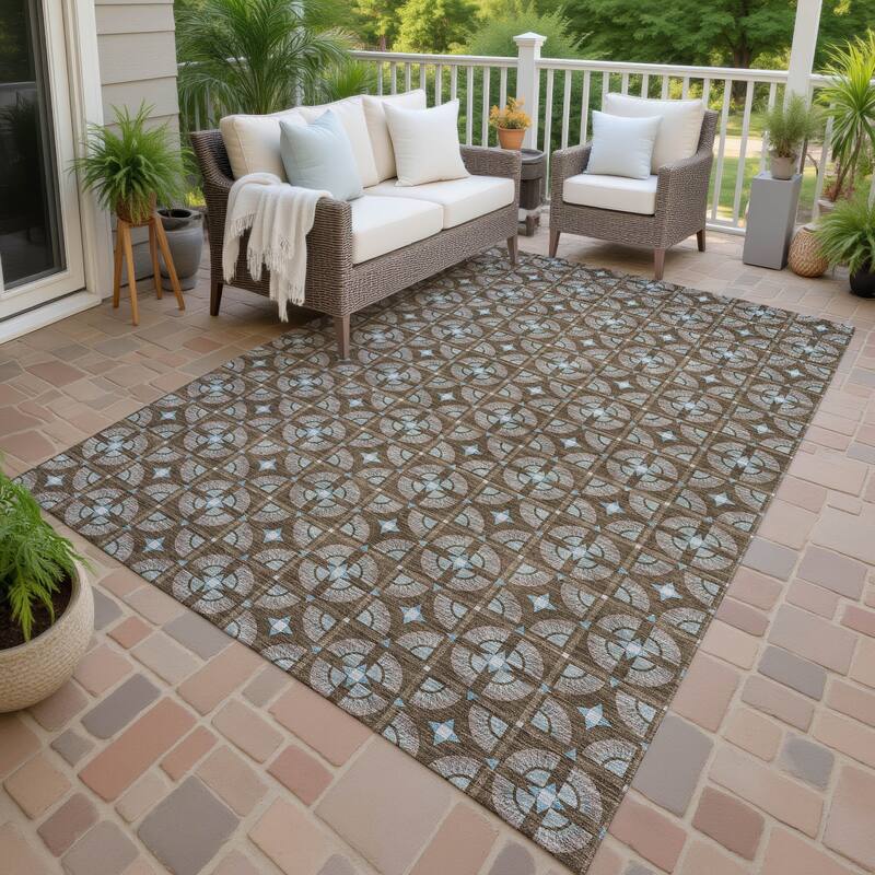 Machine Washable Indoor/ Outdoor Modern Roeland Chantille Rug - Chocolate - 8' x 10'