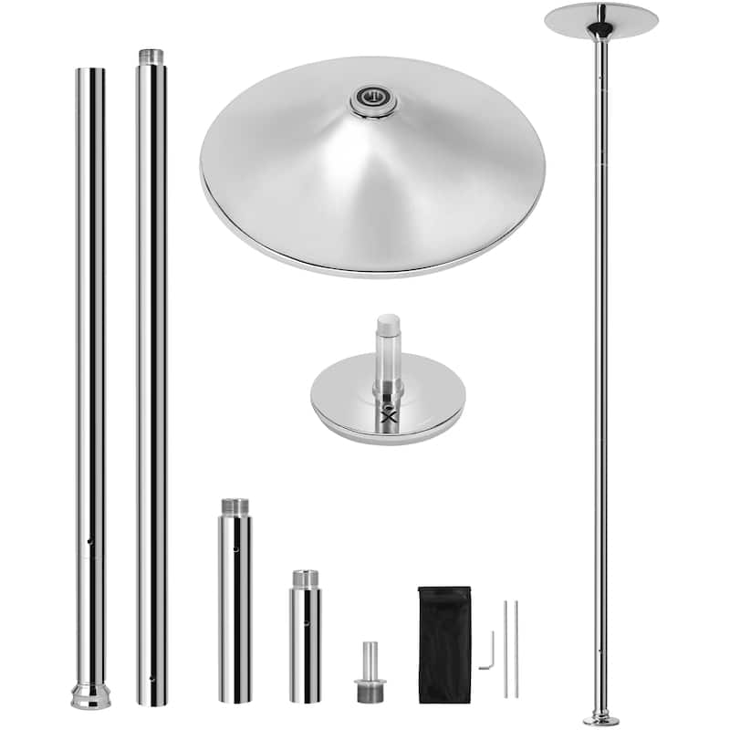 Yaheetech Portable Dance Pole Spinning Static Dancing Pole, Height Adjustable 7'-9', Silver
