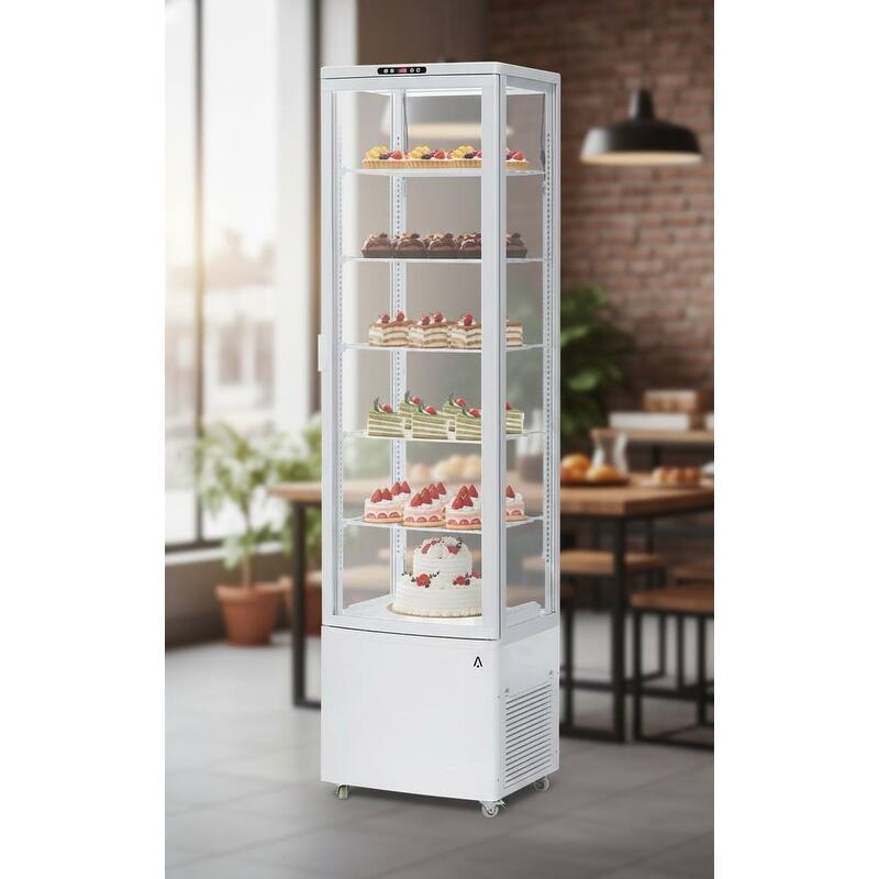 10.5 Cu.Ft Rolling Commercial Refrigerator Display Case, With LED Light - White