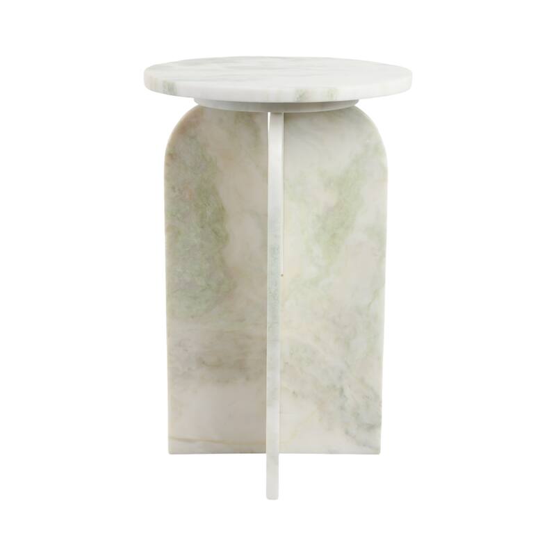 Marble Accent Table Modern Sculptural Architectural Split-Base Design