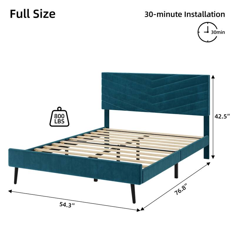 Upholstered Platform Bed Frame with Adjustable Headboard