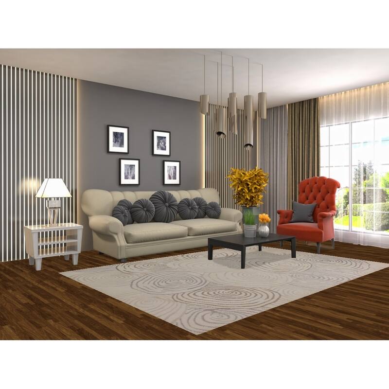 Beige Nepalese Modern Area Rug Handmade Wool Carpet - 6'0" x 8'7"