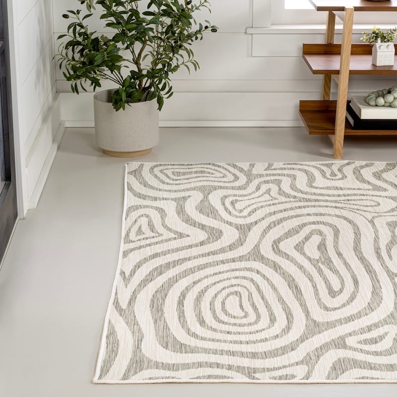 JONATHAN Y Reversible Janus Modern Bohemian Abstract Organic Machine-Washable Gray/Cream Indoor/Outdoor Rug