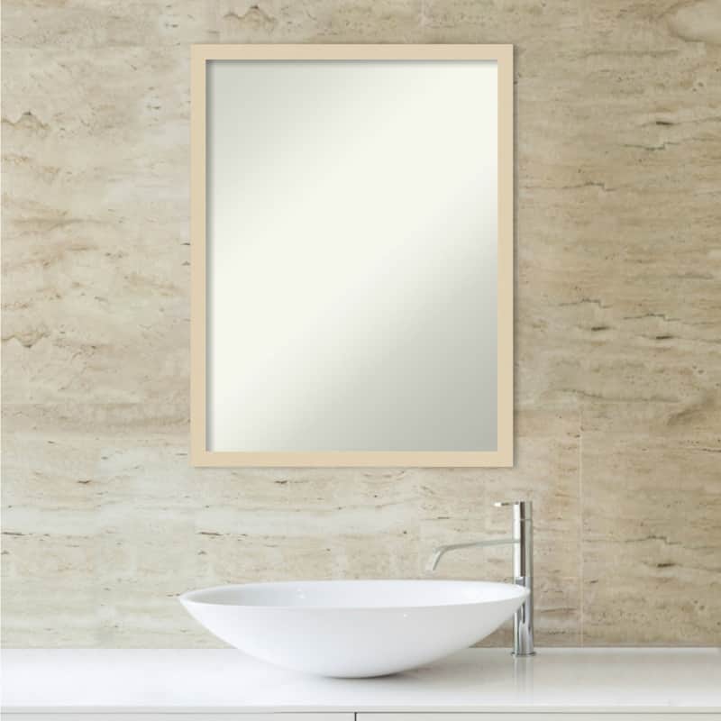 Non-Beveled Wood Bathroom Wall Mirror - Svelte Silver Frame