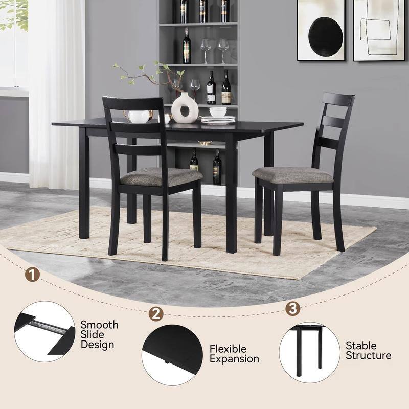 59" Space-Saving Extendable Dining Table‌ - Converts from 4 to 8 Seats, Modern Wood Design for Kitchen, Office.