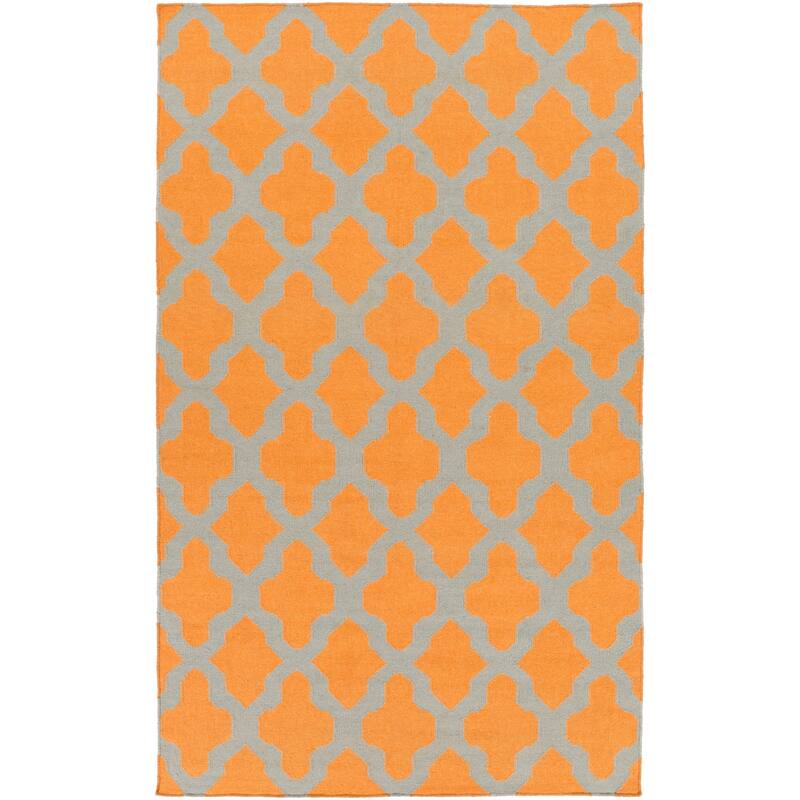 Hand-Woven Ashley Lattice Reverisble Flatweave Wool Area Rug - 5' x 8'