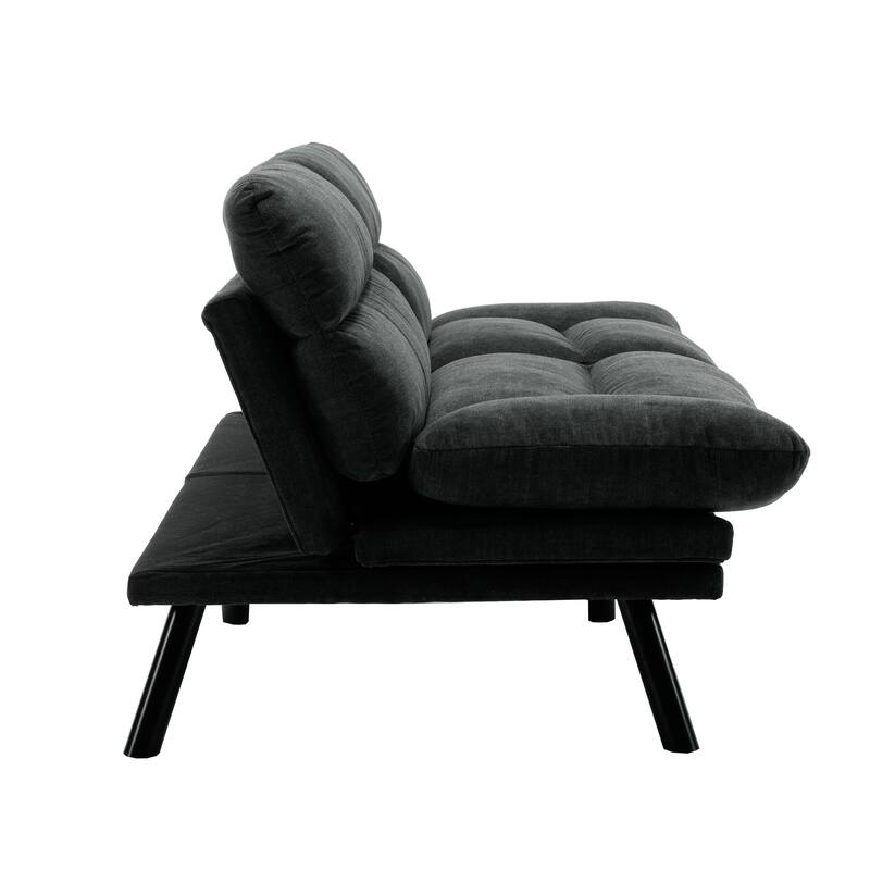 Modern Upholstered 2 Seaters Sleeper Sofa with Thick Cushion and Metal Feet