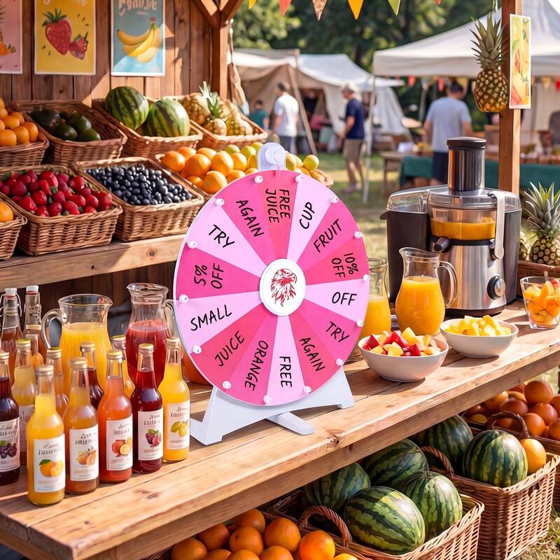 Gymax Spinning Prize Wheel 14 Slots Spin Wheel w/Blackboard Marker