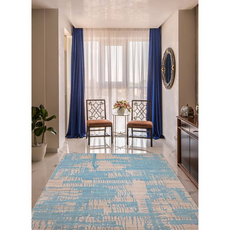 ECARPETGALLERY Hand Loomed Elysian Turquoise Rug - 8'0 x 9'10