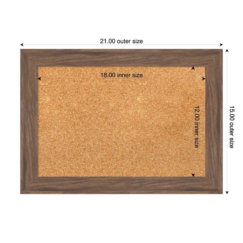 Pia Medium Brown Narrow Framed Cork Board - Bulletin Board, Organization Board, Pin Board - Natural - 21 x 15 in