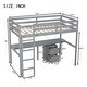 preview thumbnail 8 of 8, Grey Twin Size Wood Loft Wood Bed with Under-bed, Built-in Desk, a Storage Cabinet of 2 Drawers, Guardrails and Ladder