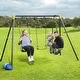 preview thumbnail 1 of 7, Metal Frame Swing Set Outdoor Swing Set, Swing Slide Playset - 100.78"L x 53.54"W x 70.86"H Green - Swing Set Accessories/Swing Set - 100.78"L x 53.54"W x 70.86"H - Kids