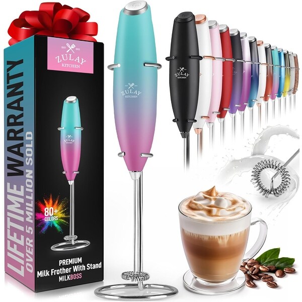 Zulay Kitchen Powerful Milk Frother Handheld Foam Maker for Lattes