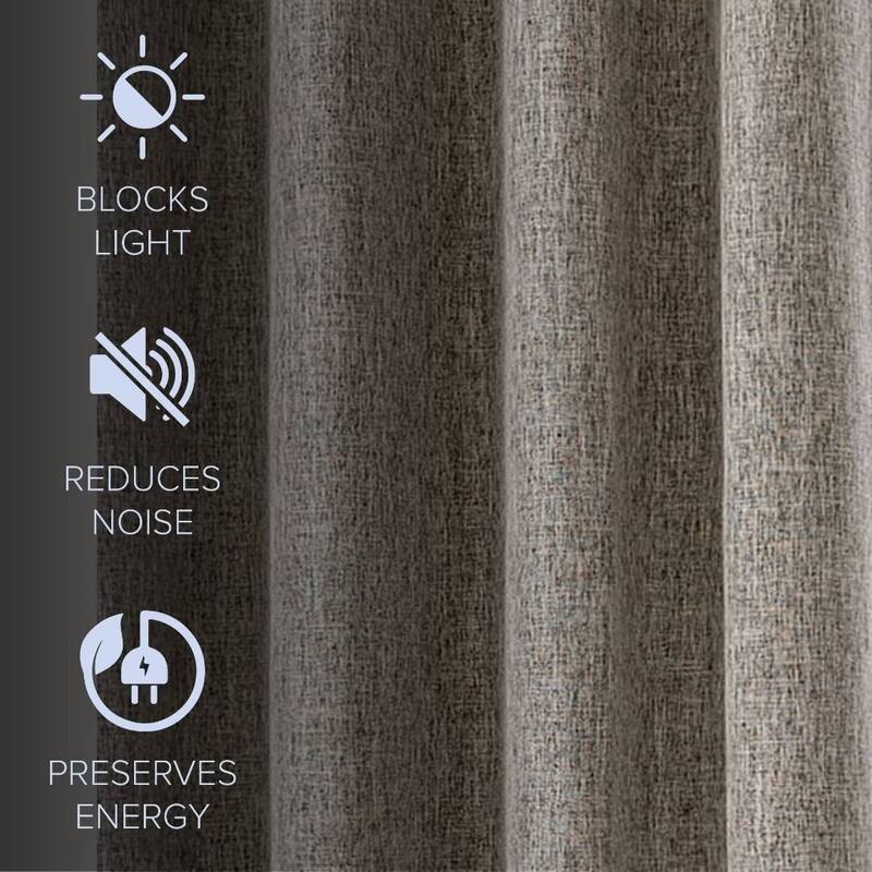 Linen Texture 100% Blackout Grommet Curtain Pair(2 panels)