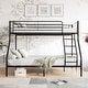 preview thumbnail 1 of 8, Victorian Concise Style Twin Over Full Metal Bunk Bed,Stable Metal Bed with Guardrail and Sloping Ladder Black